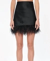 Cami Nyc Aviva Feather Mini Skirt In Black