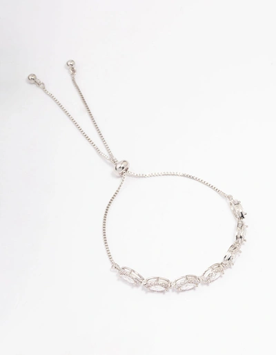 Lovisa Rhodium Marquise Cubic Zirconia Toggle Bangle In Silver
