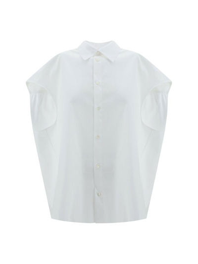 Marni Drop Shoulder Sleeveless Poplin Shirt In White