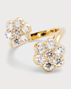 BAYCO 18K YELLOW GOLD FLOWER DIAMOND BYPASS RING