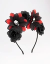 Lovisa Black & Red Floral Skull Headband In Black
