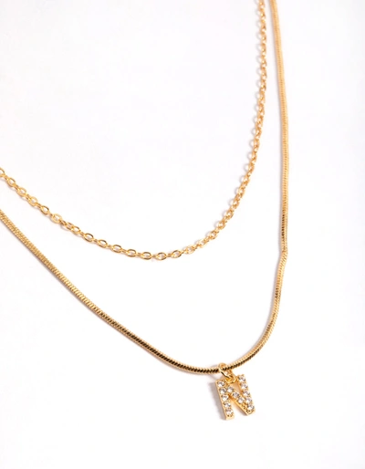 Lovisa Letter N Gold Plated Layered Diamante Initial Necklace