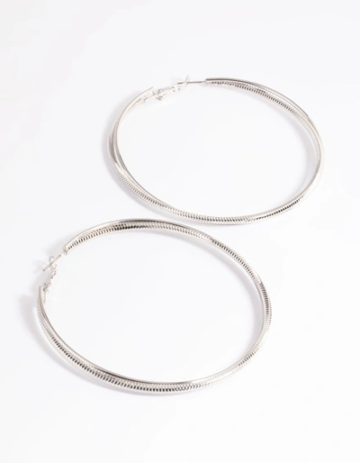 Lovisa Rhodium 75mm Snake Chain Hoop Earrings In Silver