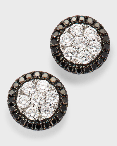 Frederic Sage Round Firenze Ii Black And White Diamond Earrings In Multi