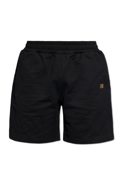Palm Angels Logo Plaque Sweat Shorts In Black
