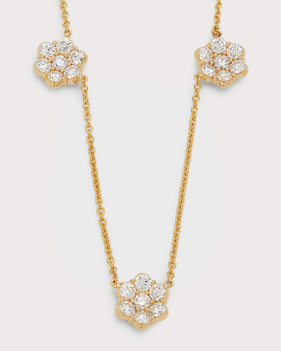 Bayco 18k Yellow Gold Flower Diamond Station Necklace In 05 Yellow Gold