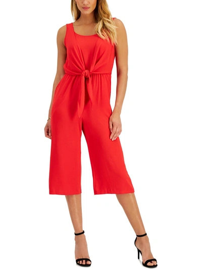 Connected Apparel Womens Tie Front Wide Leg Jumpsuit In Orange