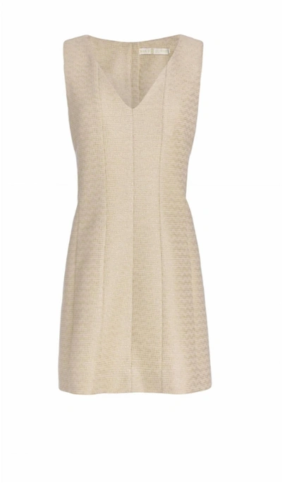 Marie Oliver Cher Metallic Tweed Dress In Ecru/gold In Beige