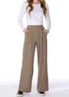 BOBI WIDE LEG PLEATED PANT IN TAUPE