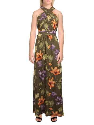 Lauren Ralph Lauren Womens Chiffon Floral Maxi Dress In Green