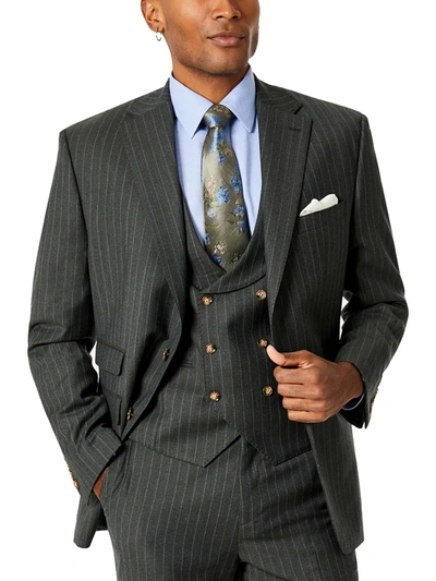 Tayion By Montee Holland Agordy Mens Wool Blend Pinstripe Suit Jacket In Black