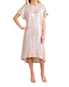 S'edge Amara Dress In Silver Sequis In Pink