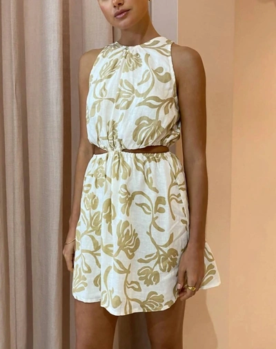 Faithfull The Brand Di Tusa Mini Dress In Ensola Floral Print Oat In Beige