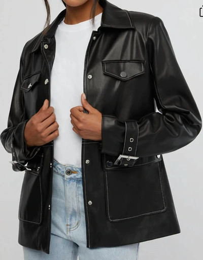 Weworewhat Vegan Leather Western Jacket In Black