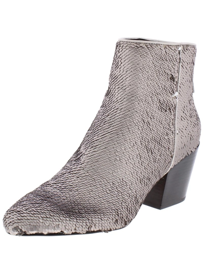 Dolce Vita Coltyn Womens Leather Pointed Toe Booties In Grey