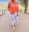 Six/fifty Aria Top In Coral In Pink