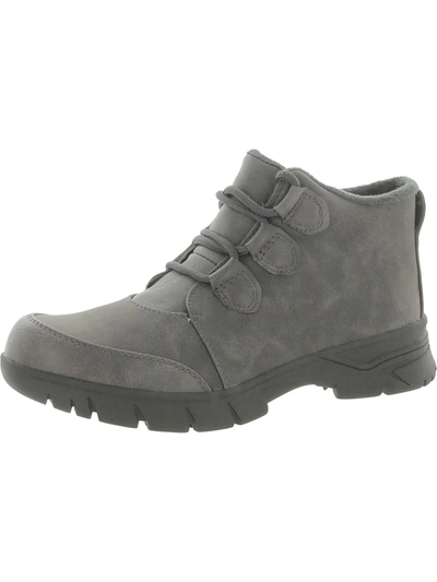 Easy Dry By Easy Street Ronnie Womens Faux Leather Waterproof Waterproof & Weather Resistant In Grey