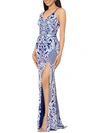 BLONDIE NITES JUNIORS WOMENS SEQUINED LACE UP EVENING DRESS