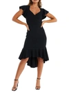 QUIZ JUNIORS WOMENS SURPLICE LONG COCKTAIL AND PARTY DRESS