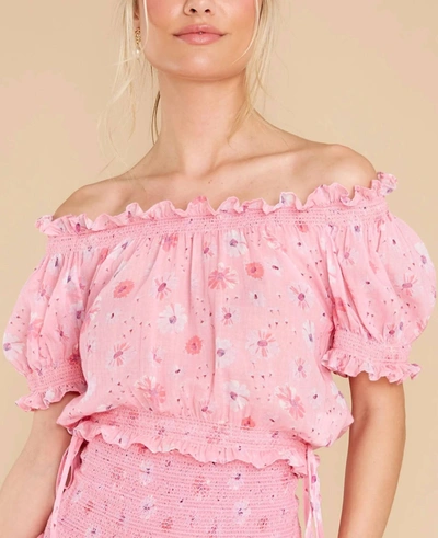 LOVESHACKFANCY ROSALINDA CROP TOP IN CORAL BLAZE