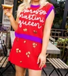 Queen Of Sparkles Espresso Martini Queen Vest And Skirt Set In Coffee Bean In Red