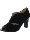 Lifestride Carla Womens Faux Suede Open Toe Pumps In Black