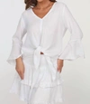 Veronica M Wrap Kimono Top In Tiki In White
