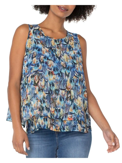 Liverpool Womens Printed Sleeveless Blouse In Multi