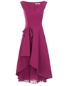 Kay Unger Begonia Womens Sleeveless Ruffled Midi Dress In Pink