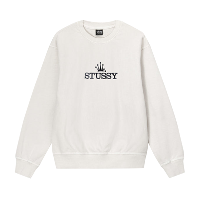 Pre-owned Stussy Glamour Pigment Dyed Crew 'white'