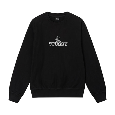 Pre-owned Stussy Glamour Pigment Dyed Crew 'black'