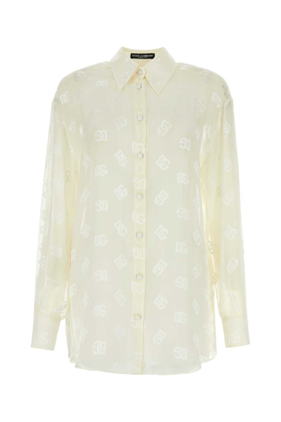 Dolce & Gabbana Dg Logo Jacquard Shirt In White