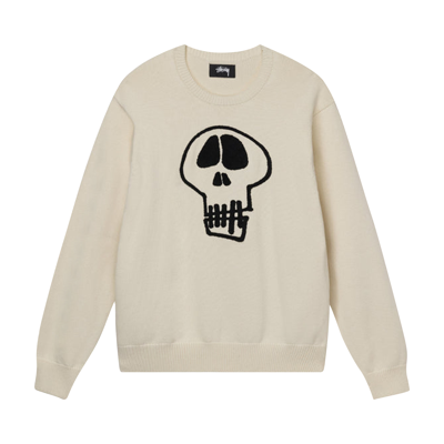 Pre-owned Stussy Skull Sweater 'natural' In Cream