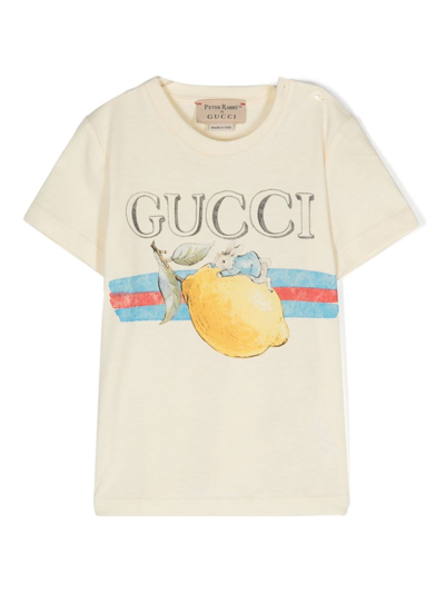 Gucci T-shirt Con Stampa In Yellow
