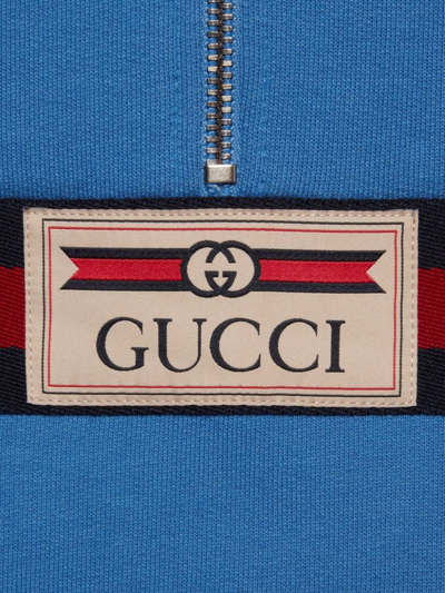 Gucci Kids' Felpa Con Cappuccio In Blue