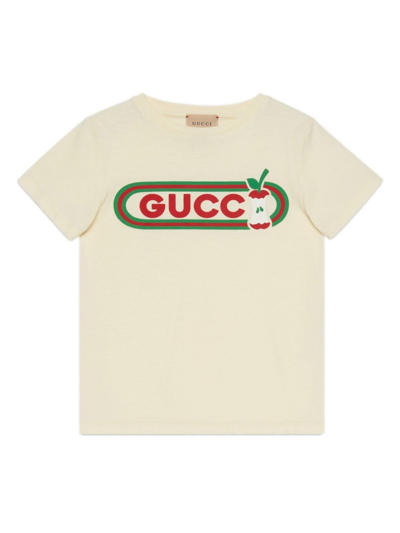 Gucci Kids' Logo Cotton Jersey T-shirt In Yellow