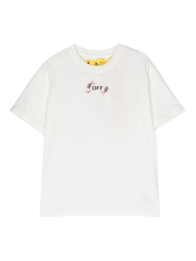 Off-white Kids' Bandana-print Cotton T-shirt In White