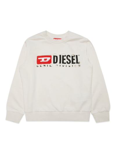 Diesel Kids' Felpa Cotone Bianco In Gray