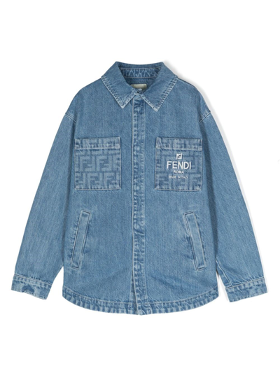 Fendi Kids' Giacca Washed Denim In Blue