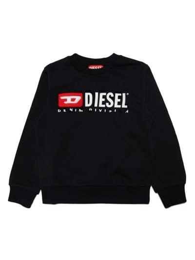 Diesel Kids' Felpa Cotone Nero In Black