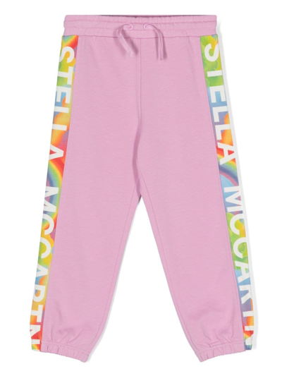 Stella Mccartney Kids' Pantaloni Sportivi Affusolati Con Stampa In Pink
