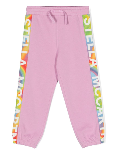 Stella Mccartney Kids' Logo-print Tapered Track Pants In Pink