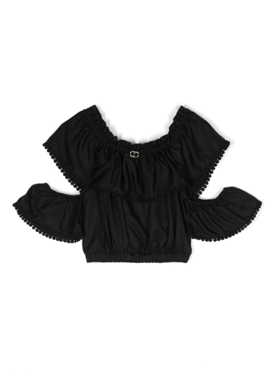 Twinset Kids' Blusa Cotone Nero In Black