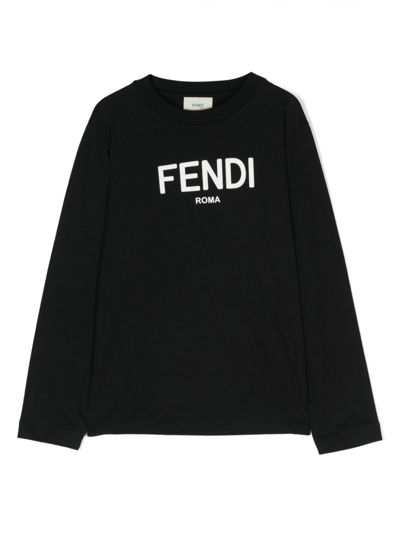 Fendi Kids' Logo T-shirt In Black