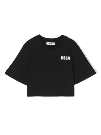 Msgm Kids' T-shirt Cotone Nero In Black