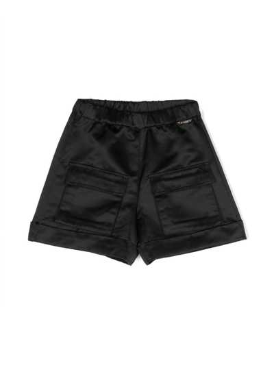 Twinset Kids' Shorts Effetto Raso Nero In Black