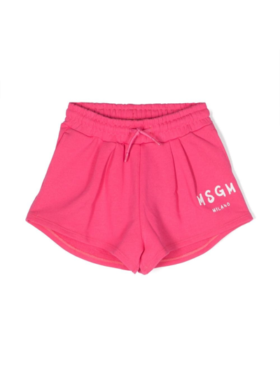Msgm Kids' Shorts Con Stampa In Pink
