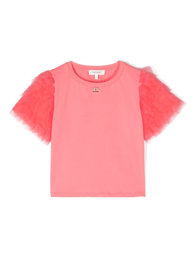 Twinset Kids' T-shirt Con Volant In Pink