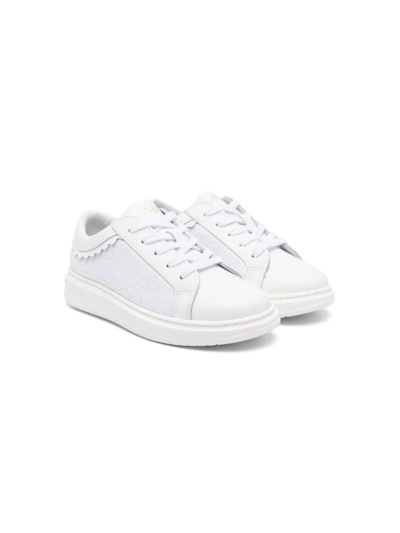 Twinset Kids' Sneakers Bianca Con Ricamo In White