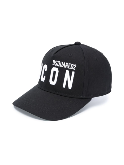 Dsquared2 Kids' Cappello Da Baseball Cotone Nero In Black